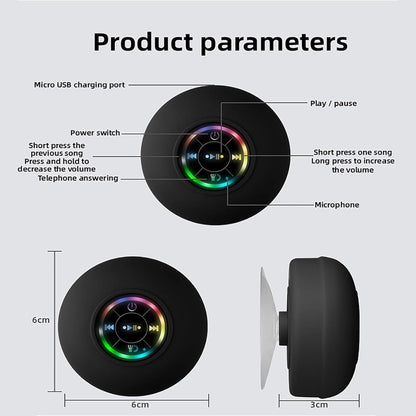 Waterproof Shower Suction Speaker | Portable Ipx4 Waterproof Shower Wireless Speaker with Suction Cup | RGB Pocket for Home, Travel