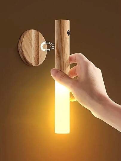 Pack of 2 Wooden Stick Light with Intelligent Magnetic Motion Sensor