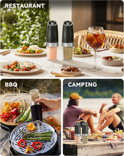 Gravity Electric Salt and Pepper Grinder (1Pc) | Automatic Salt and Pepper Grinder | Automatic Pepper and Salt Mill Grinder | Salt and Pepper Mill | Electric Grinder | Salt, Pepper, Coffee & Spices Grinder