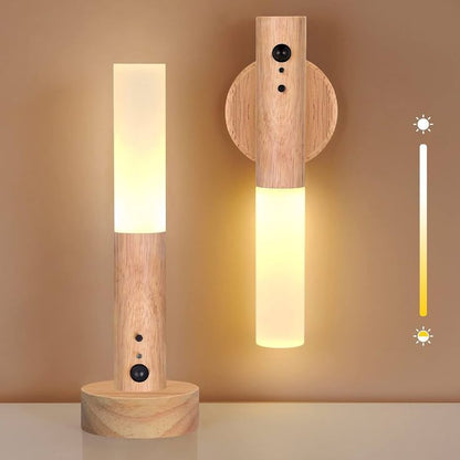 Pack of 2 Wooden Stick Light with Intelligent Magnetic Motion Sensor