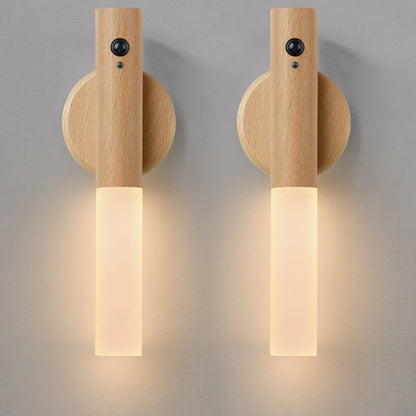 Pack of 2 Wooden Stick Light with Intelligent Magnetic Motion Sensor