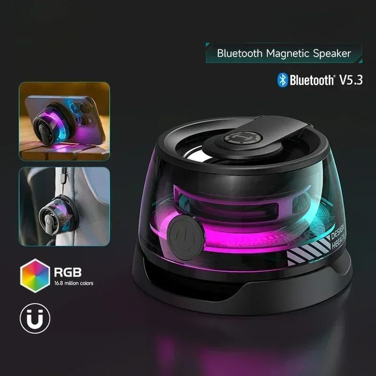 G200 Magnetic Bluetooth Speaker |Portable Mini Magnetic Speaker |Magnetic Bluetooth Speaker with RGB Light | Mini Pocket Speaker | 3D Surround Sound Effect Speaker | Waterproof Wireless Speaker