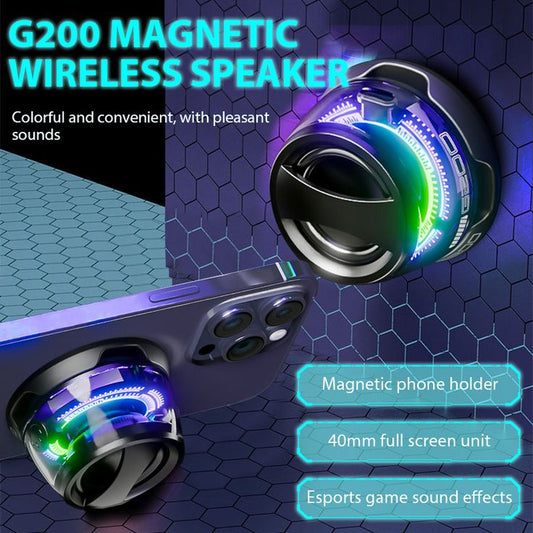 G200 Magnetic Bluetooth Speaker |Portable Mini Magnetic Speaker |Magnetic Bluetooth Speaker with RGB Light | Mini Pocket Speaker | 3D Surround Sound Effect Speaker | Waterproof Wireless Speaker