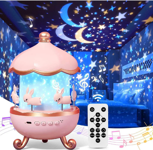 Rotating Rabbits Night Light, Night Lamp Star Projector, Bluetooth Music Speaker, Girl Room Decor, Kids Birthday Gifts, Christmas Gifts