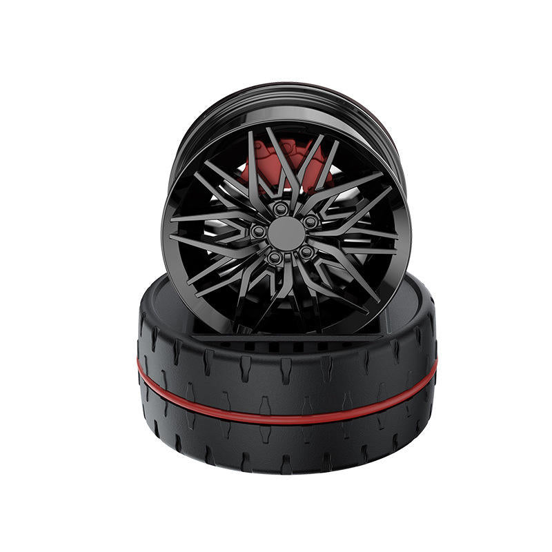 Solar Rotating Car Dashboard Air Freshener/Perfume Diffuser | Metal Body & Alloy Wheel Hub Design with Perfume Liquid for Car Interior Decoration Accessories