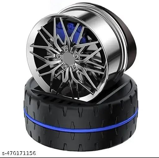 Solar Rotating Car Dashboard Air Freshener/Perfume Diffuser | Metal Body & Alloy Wheel Hub Design with Perfume Liquid for Car Interior Decoration Accessories