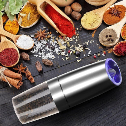 Gravity Electric Salt and Pepper Grinder (1Pc) | Automatic Salt and Pepper Grinder | Automatic Pepper and Salt Mill Grinder | Salt and Pepper Mill | Electric Grinder | Salt, Pepper, Coffee & Spices Grinder