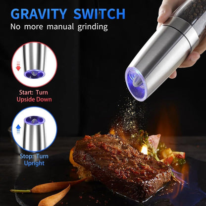 Gravity Electric Salt and Pepper Grinder (1Pc) | Automatic Salt and Pepper Grinder | Automatic Pepper and Salt Mill Grinder | Salt and Pepper Mill | Electric Grinder | Salt, Pepper, Coffee & Spices Grinder