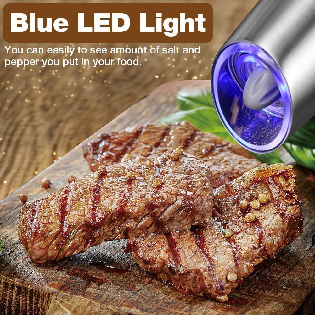 Gravity Electric Salt and Pepper Grinder (1Pc) | Automatic Salt and Pepper Grinder | Automatic Pepper and Salt Mill Grinder | Salt and Pepper Mill | Electric Grinder | Salt, Pepper, Coffee & Spices Grinder