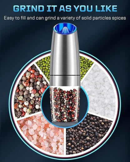 Gravity Electric Salt and Pepper Grinder (1Pc) | Automatic Salt and Pepper Grinder | Automatic Pepper and Salt Mill Grinder | Salt and Pepper Mill | Electric Grinder | Salt, Pepper, Coffee & Spices Grinder