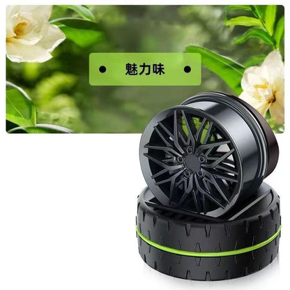 Solar Rotating Car Dashboard Air Freshener/Perfume Diffuser | Metal Body & Alloy Wheel Hub Design with Perfume Liquid for Car Interior Decoration Accessories