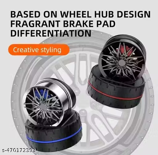 Solar Rotating Car Dashboard Air Freshener/Perfume Diffuser | Metal Body & Alloy Wheel Hub Design with Perfume Liquid for Car Interior Decoration Accessories